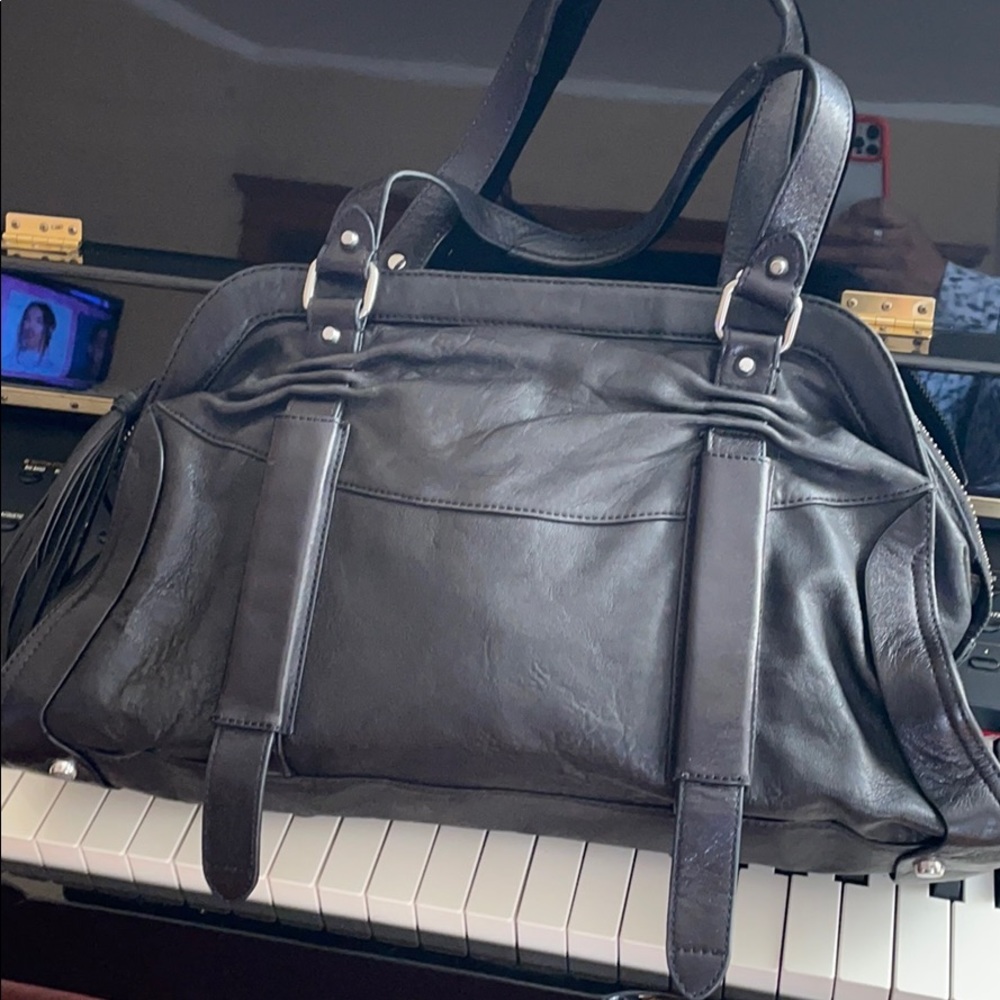 Nanette lepore black leather bag 14x8 like new